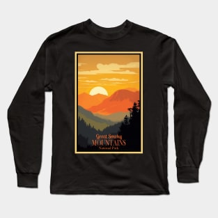 Great Smoky Mountains national park vintage travel poster Long Sleeve T-Shirt